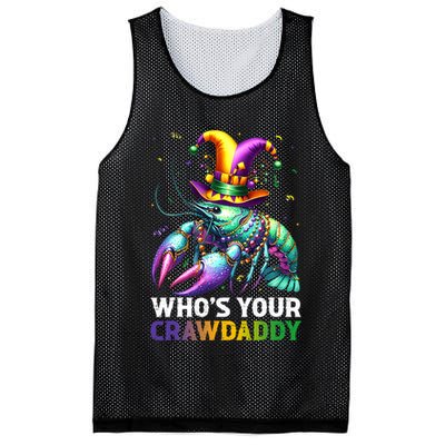 Funny Mardi Gras Whos Your Crawdaddy Crawfish Jester Beads Mesh Reversible Basketball Jersey Tank
