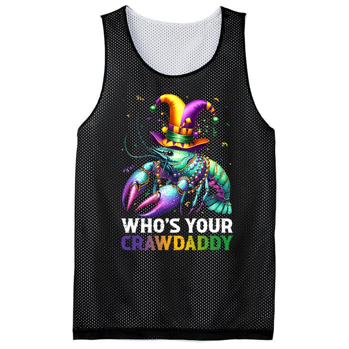 Funny Mardi Gras Whos Your Crawdaddy Crawfish Jester Beads Mesh Reversible Basketball Jersey Tank