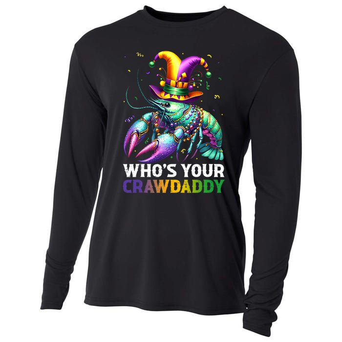 Funny Mardi Gras Whos Your Crawdaddy Crawfish Jester Beads Cooling Performance Long Sleeve Crew