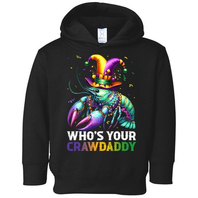 Funny Mardi Gras Whos Your Crawdaddy Crawfish Jester Beads Toddler Hoodie
