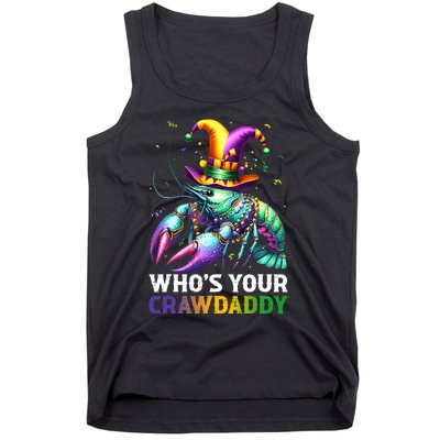 Funny Mardi Gras Whos Your Crawdaddy Crawfish Jester Beads Tank Top