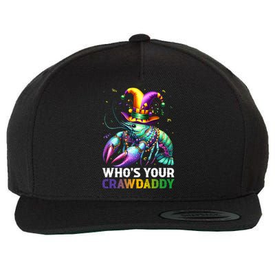 Funny Mardi Gras Whos Your Crawdaddy Crawfish Jester Beads Wool Snapback Cap