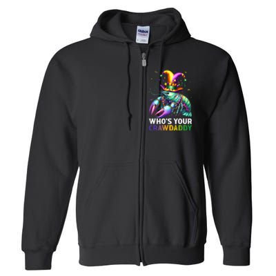 Funny Mardi Gras Whos Your Crawdaddy Crawfish Jester Beads Full Zip Hoodie