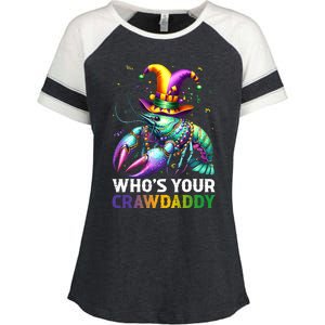 Funny Mardi Gras Whos Your Crawdaddy Crawfish Jester Beads Enza Ladies Jersey Colorblock Tee