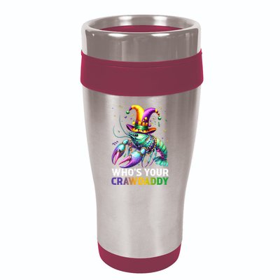 Funny Mardi Gras Whos Your Crawdaddy Crawfish Jester Beads 16oz Travel Tumbler