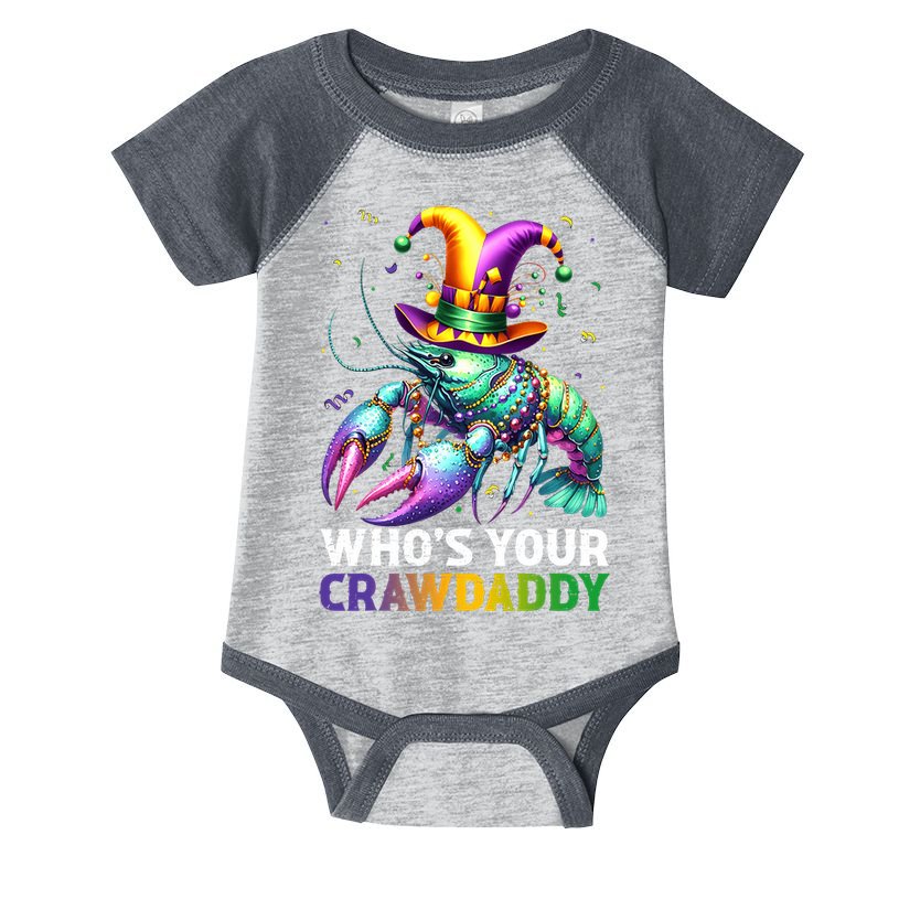Funny Mardi Gras Whos Your Crawdaddy Crawfish Jester Beads Infant Baby Jersey Bodysuit