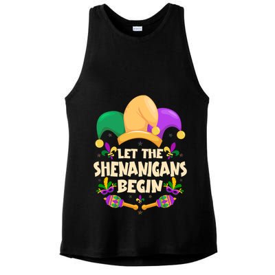 Funny Mardi Gras Let The Shenanigans Begin Ladies PosiCharge Tri-Blend Wicking Tank
