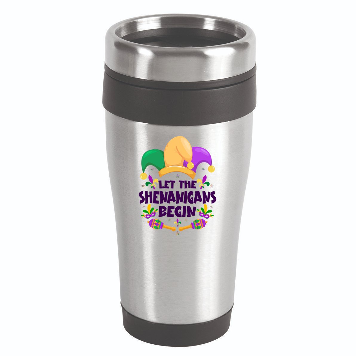 Funny Mardi Gras Let The Shenanigans Begin 16oz Travel Tumbler