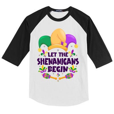 Funny Mardi Gras Let The Shenanigans Begin Kids Colorblock Raglan Jersey