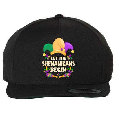 Funny Mardi Gras Let The Shenanigans Begin Wool Snapback Cap