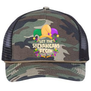 Funny Mardi Gras Let The Shenanigans Begin Retro Rope Trucker Hat Cap