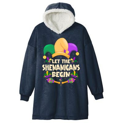 Funny Mardi Gras Let The Shenanigans Begin Hooded Wearable Blanket