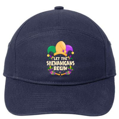 Funny Mardi Gras Let The Shenanigans Begin 7-Panel Snapback Hat