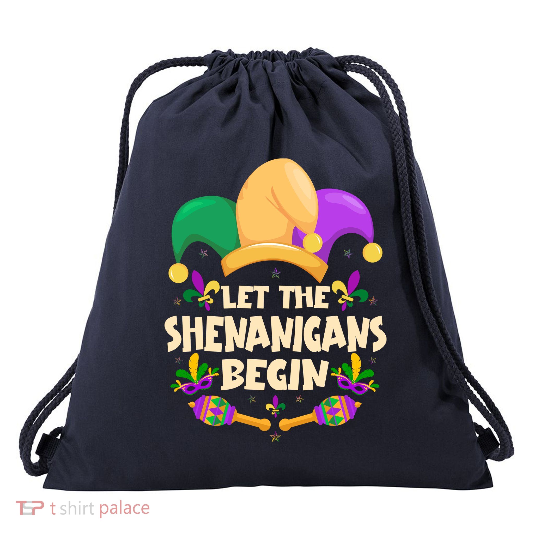 Funny Mardi Gras Let The Shenanigans Begin Drawstring Bag