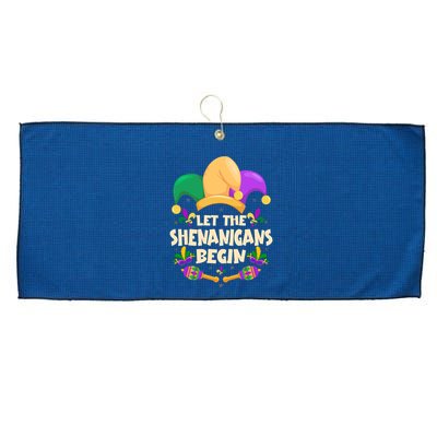 Funny Mardi Gras Let The Shenanigans Begin Large Microfiber Waffle Golf Towel