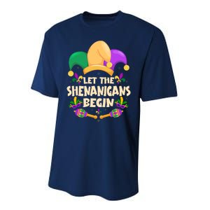 Funny Mardi Gras Let The Shenanigans Begin Performance Sprint T-Shirt