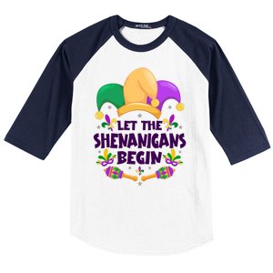 Funny Mardi Gras Let The Shenanigans Begin Baseball Sleeve Shirt