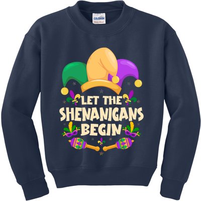 Funny Mardi Gras Let The Shenanigans Begin Kids Sweatshirt
