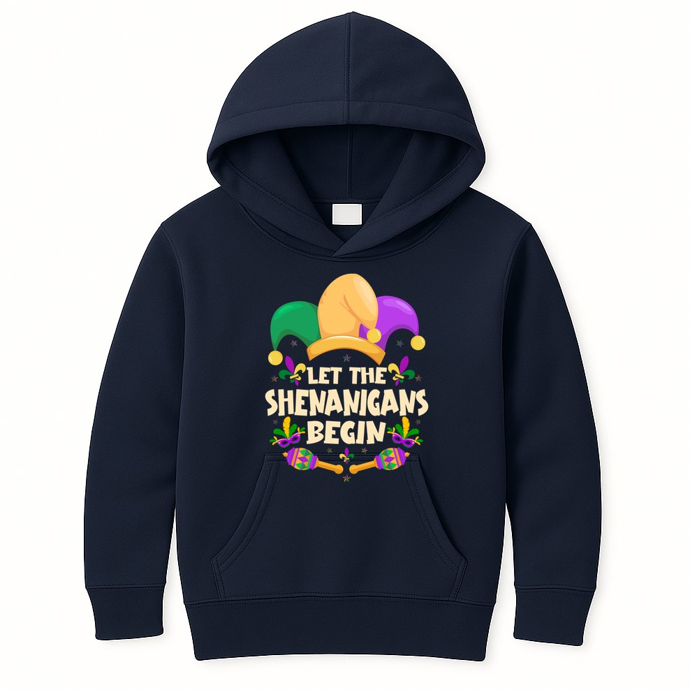 Funny Mardi Gras Let The Shenanigans Begin Kids Hoodie