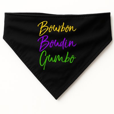 Funny Mardi Gras Quote New Orleans Gift Bourbon Boudin Gumbo USA-Made Doggie Bandana