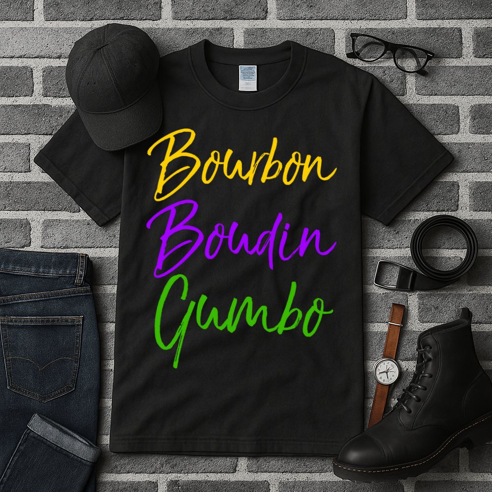 Funny Mardi Gras Quote New Orleans Gift Bourbon Boudin Gumbo Tall T-Shirt