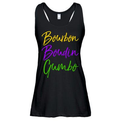 Funny Mardi Gras Quote New Orleans Gift Bourbon Boudin Gumbo Ladies Essential Flowy Tank