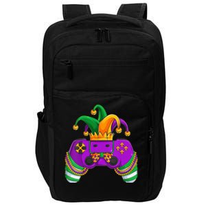 Funny Mardi Gras Video Games Controller Jester Hat Gamer Impact Tech Backpack