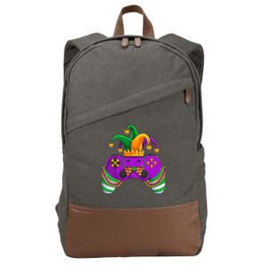 Funny Mardi Gras Video Games Controller Jester Hat Gamer Cotton Canvas Backpack