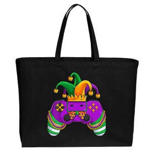 Funny Mardi Gras Video Games Controller Jester Hat Gamer Cotton Canvas Jumbo Tote