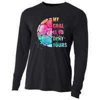 Funny My Goal Is To Deny Yours Soccer Goalie Defender Cooling Performance Long Sleeve Crew