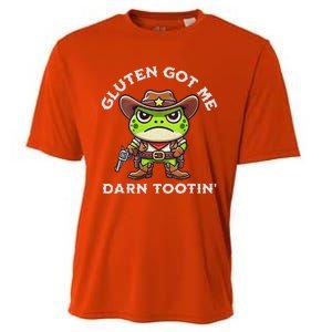 Frog Meme Gluten Got Me Darn Tootin Gluten Free Diet Cooling Performance Crew T-Shirt