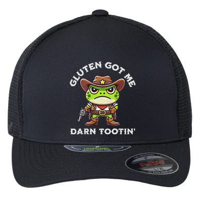 Frog Meme Gluten Got Me Darn Tootin Gluten Free Diet Flexfit Unipanel Trucker Cap