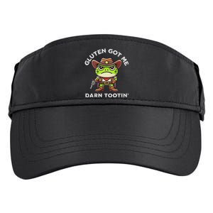 Frog Meme Gluten Got Me Darn Tootin Gluten Free Diet Adult Drive Performance Visor