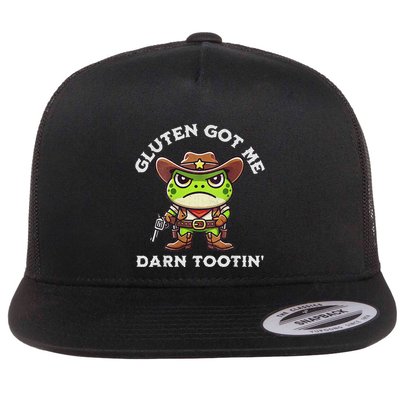 Frog Meme Gluten Got Me Darn Tootin Gluten Free Diet Flatbill Hat
