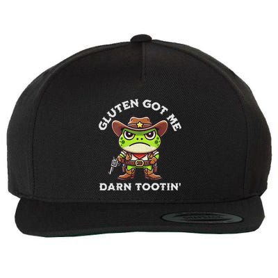 Frog Meme Gluten Got Me Darn Tootin Gluten Free Diet Wool Snapback Cap