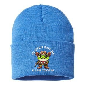 Frog Meme Gluten Got Me Darn Tootin Gluten Free Diet Sustainable Knit Beanie