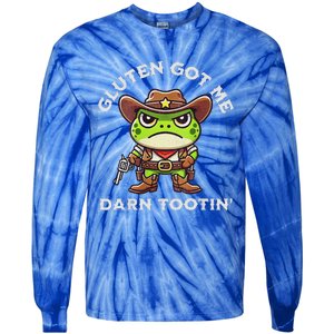 Frog Meme Gluten Got Me Darn Tootin Gluten Free Diet Tie-Dye Long Sleeve Shirt