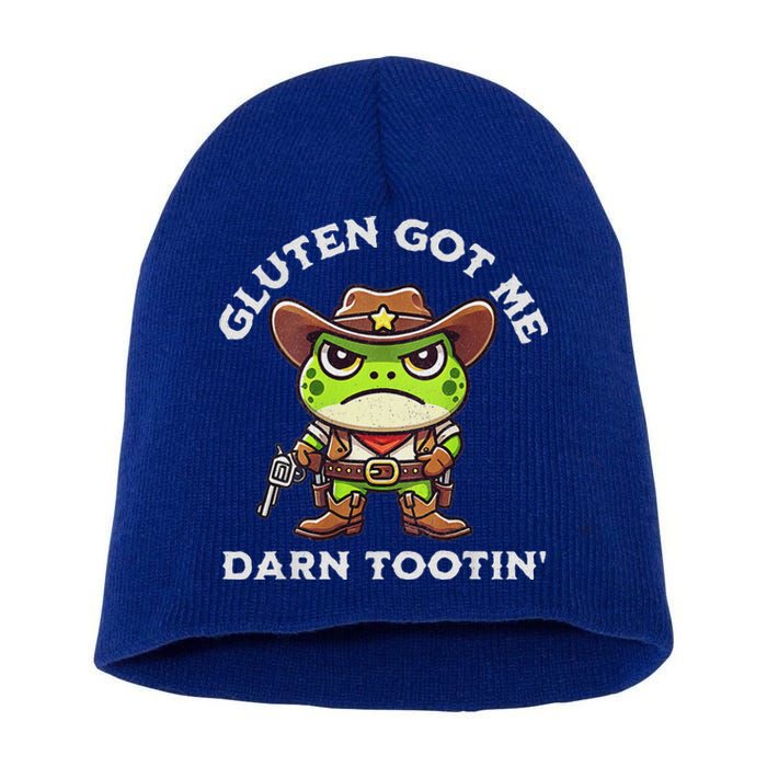 Frog Meme Gluten Got Me Darn Tootin Gluten Free Diet Short Acrylic Beanie