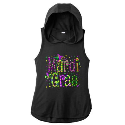 Funny Mardi Gras Parade Jester Hat Ladies PosiCharge Tri-Blend Wicking Draft Hoodie Tank