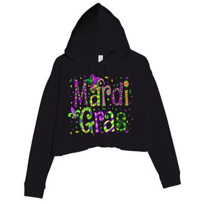 Funny Mardi Gras Parade Jester Hat Crop Fleece Hoodie