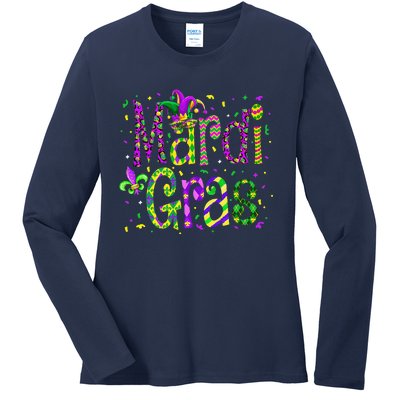 Funny Mardi Gras Parade Jester Hat Ladies Long Sleeve Shirt