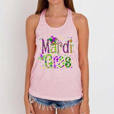 Funny Mardi Gras Parade Jester Hat Women's Knotted Racerback Tank