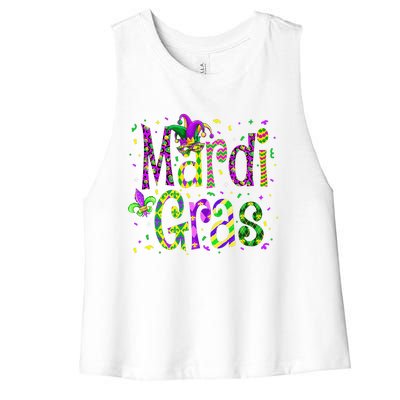 Funny Mardi Gras Parade Jester Hat Women's Racerback Cropped Tank