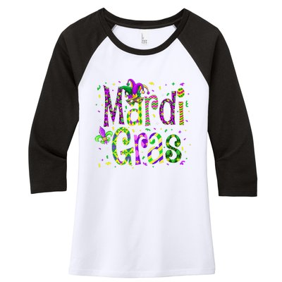 Funny Mardi Gras Parade Jester Hat Women's Tri-Blend 3/4-Sleeve Raglan Shirt