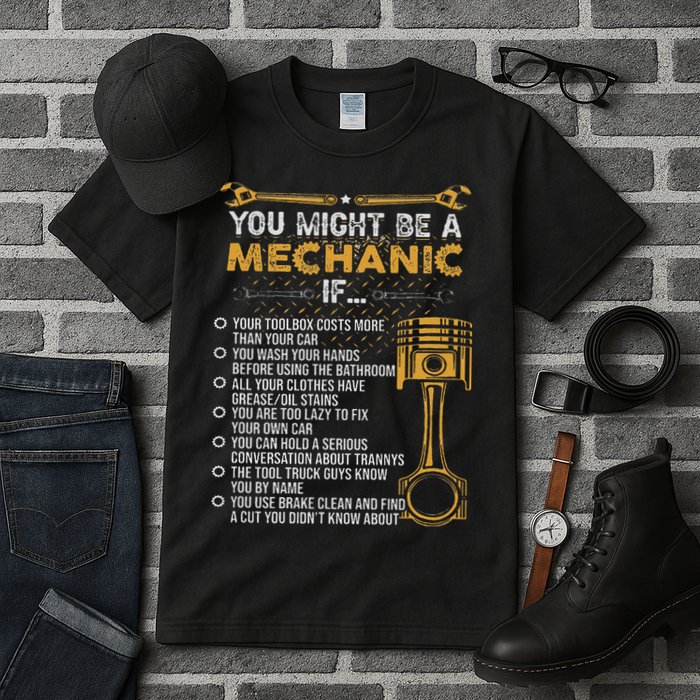 Funny Mechanic Gifts You Might Be A Mechanic If Tall T-Shirt