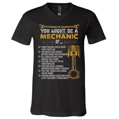 Funny Mechanic Gifts You Might Be A Mechanic If V-Neck T-Shirt