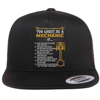 Funny Mechanic Gifts You Might Be A Mechanic If Flat Bill Trucker Hat