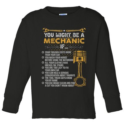 Funny Mechanic Gifts You Might Be A Mechanic If Toddler Long Sleeve Shirt