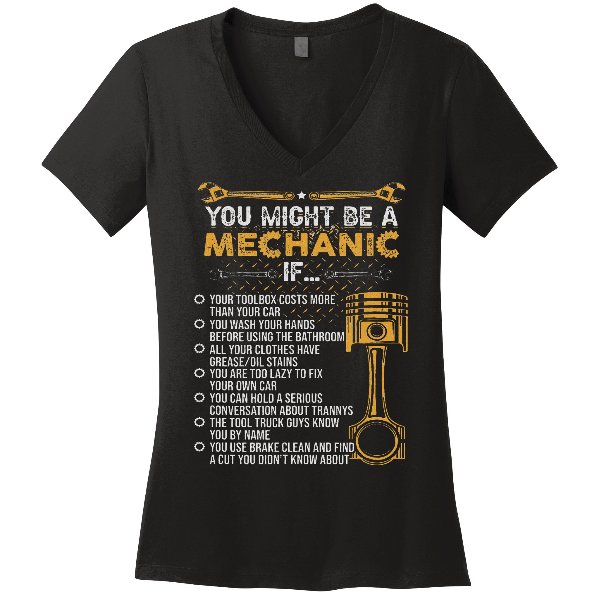 Funny Mechanic Gifts You Might Be A Mechanic If Women's V-Neck T-Shirt