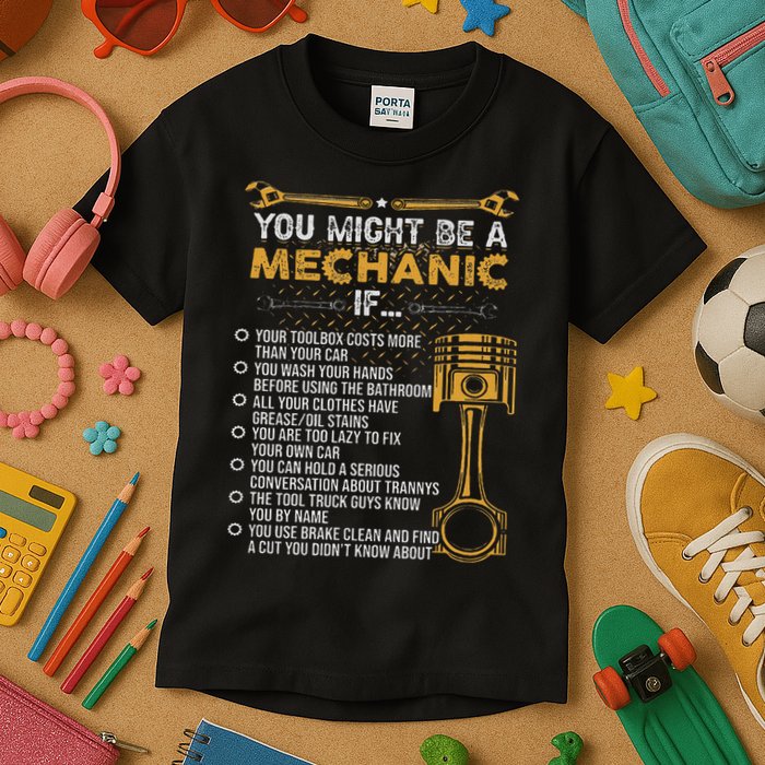Funny Mechanic Gifts You Might Be A Mechanic If Kids T-Shirt
